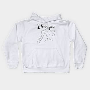 I Love You & kiss you, darling - Valentine Gifts - Light Background - Not Hamlet Design Kids Hoodie